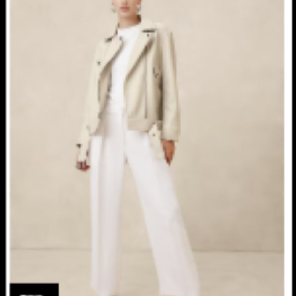 NWT Banana Republic Ivory Vegan Leather Moto Jacket XL